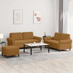 vidaXL Ensemble de canapés 3 Pièces avec coussins Marron Velours