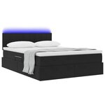vidaXL Lit de rangement LED avec matelas Noir 140 x 200 cm Velours