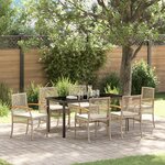 vidaXL Ensemble de salle à manger de jardin de 7 pièces avec coussins Beige en rotin poly