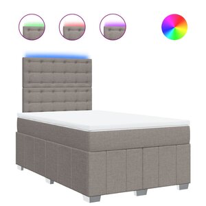 vidaXL Sommier à lattes de lit avec matelas taupe 120x190 cm tissu