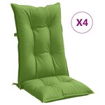vidaXL Coussins de chaise à dossier haut lot de 4 vert mélangé tissu