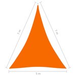 vidaXL Voile de parasol Tissu Oxford triangulaire 5x7x7 m Orange