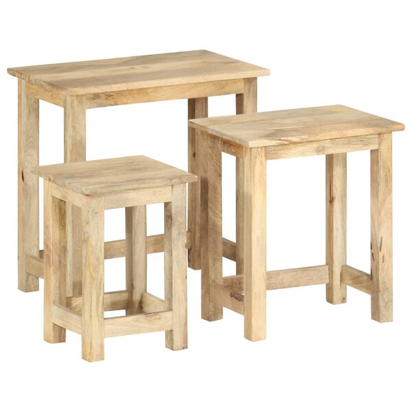 vidaXL Tables gigognes 3 Pièces Bois solide de manguier