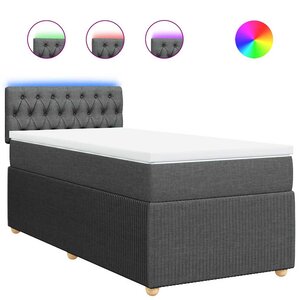 vidaXL Sommier à lattes de lit et matelas Gris foncé 90x190 cm Tissu
