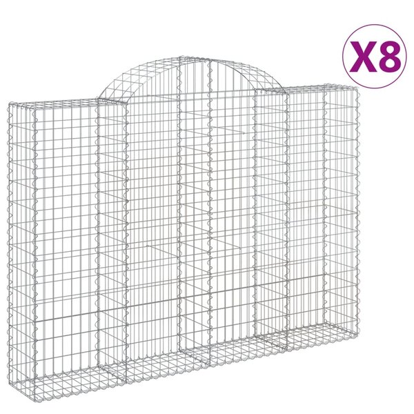 vidaXL Paniers à gabions arqués 8 Pièces 200x30x140/160 cm Fer galvanisé