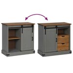 vidaXL Buffet HALDEN porte coulissante gris 80x40x80 cm bois massif