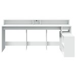 Bureau table poste de travail meuble d'ordinateur informatique étude avec lumières LED 200 x 104 x 91 cm bois d'ingénierie blanc 02_0023409