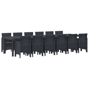 Ensemble de salle à manger de jardin de 13 pièces avec coussins Anthracite Poly Rattan