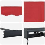 vidaXL Auvent Rétractable Rouge 350 x 250 cm Tissu et Métal