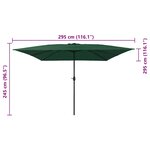 vidaXL Parasol de jardin Vert 295 x 295 x 245 cm Polyester  Acier