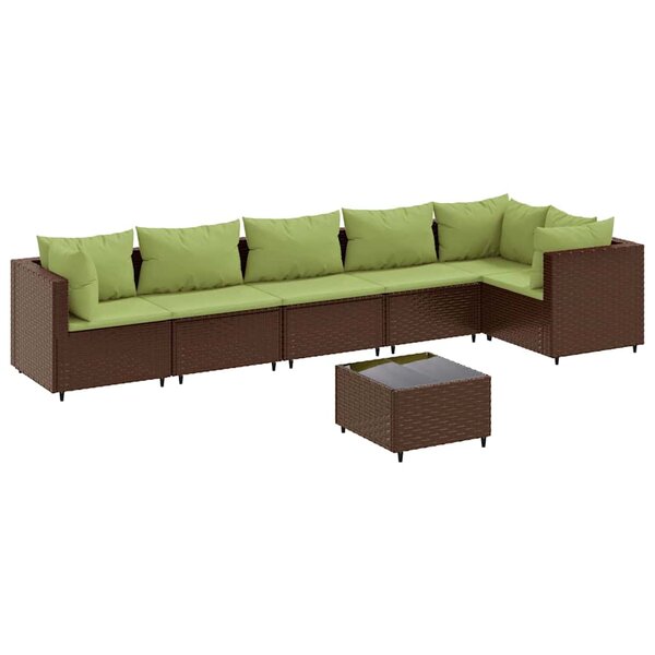 vidaXL Salon de jardin avec coussins 7 Pièces marron résine tressée