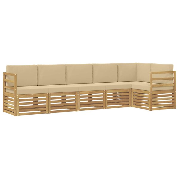 vidaXL Ensemble de canapés d'extérieur 6 pc Blanc et Beige Polyester