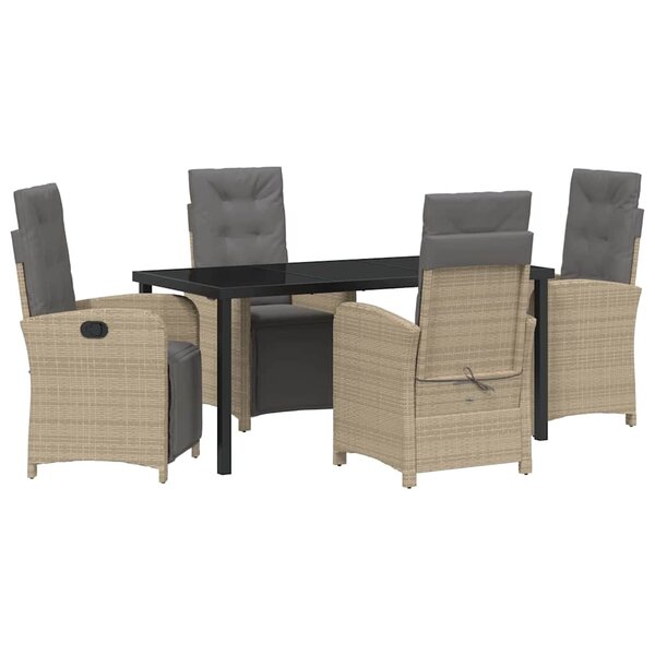 vidaXL Ensemble de salle à manger pour jardin 5 Pièces Beige polyrotin