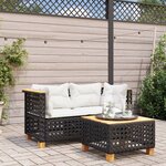 vidaXL Canapés d'angle de jardin et coussins 2 Pièces noir résine tressée