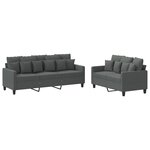 vidaXL Ensemble de canapés 2 Pièces avec coussins Gris foncé Tissu