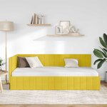 vidaXL Cadre de lit d'angle Jaune 100 cm x 200 cm Velours