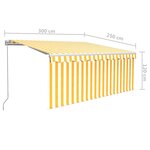 vidaXL Auvent manuel rétractable avec store 3x2 5 m Jaune et blanc