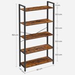 Étagère à 5 niveaux bibliothèque meuble de rangement avec structure en acier pour salon bureau entrée style industriel 153 cm marron rustique et noir 12_0001493