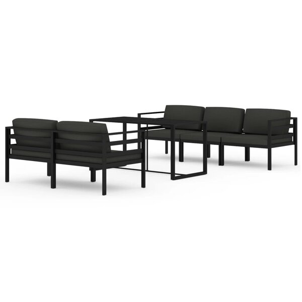 vidaXL Salon de jardin 6 Pièces avec coussins Aluminium Anthracite