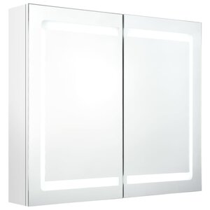 vidaXL Armoire de salle de bain à miroir LED Blanc brillant 80x12x68cm