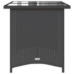 vidaXL Table de jardin avec dessus en verre noir 110x68x70 poly rotin