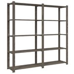 vidaXL Support de rangement à 5 niveaux gris 170x38x170 cm bois de pin