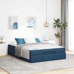 vidaXL Cadre de lit avec stockage Bleu 140 x 200 cm tissu