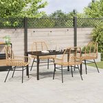 vidaXL Ensemble de salle à manger pour jardin 5 Pièces Marron polyrotin