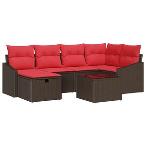 vidaXL Ensemble de Canapés avec coussin avec stockage Marron polyrotin