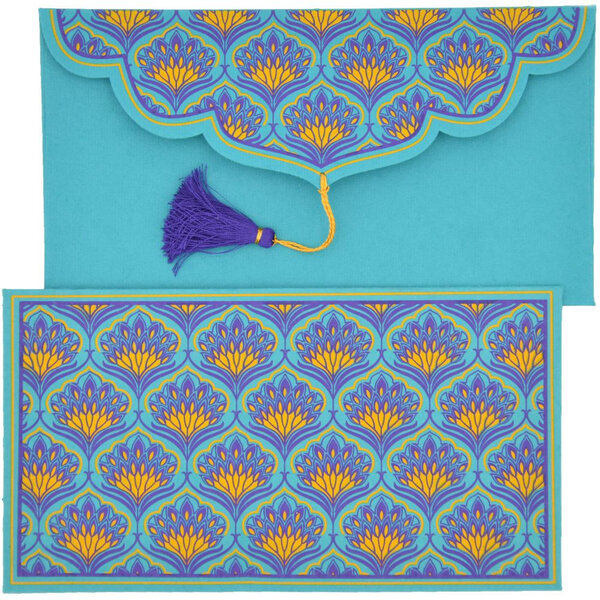 PAPERTREE BENGALI Lot de 5 Enveloppes cadeau 19x 10 cm Turquoise
