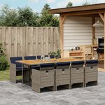 vidaXL Ensemble à manger de jardin 9 Pièces coussins gris résine tressée