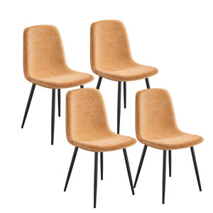 Chaises de salle à manger lot de 4 support métallique pieds réglables nettoyage facile chaises de cuisine tissu chenille pu texturé glacé marron 12_0004986