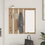 vidaXL Porte-manteau mural avec miroir chêne artisanal 84 x 10 x 80 cm
