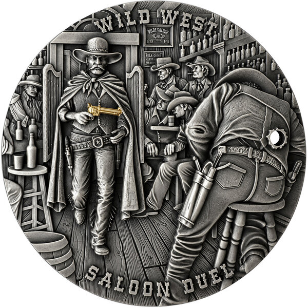 Monnaie SALOON DUEL Wild West 2 Oz Argent 2000 Francs Cameroon 2026 (PRÉCOMMANDE)