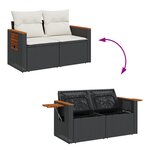 Ensemble de canapés de jardin de 10 pièces avec coussins poly rotin noir acacia