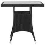 vidaXL Table de jardin Noir 80x80x74 cm Résine tressée