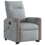 vidaXL Fauteuil inclinable de massage électrique Gris clair Tissu