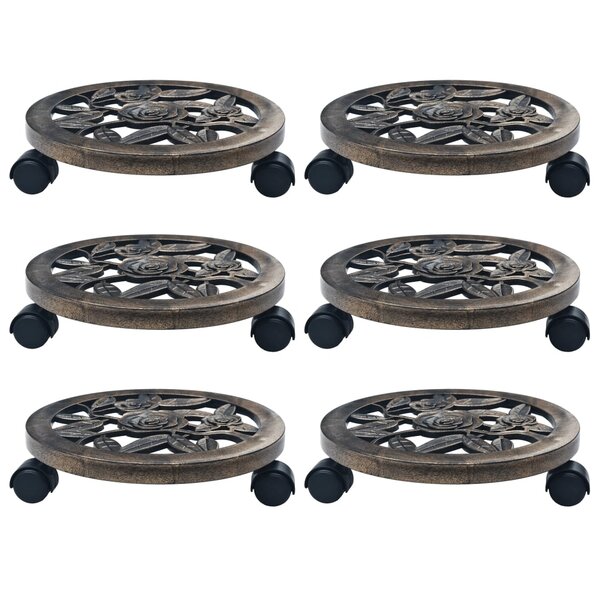 vidaXL Chariots pour plantes 6 Pièces Bronze 30 cm Plastique