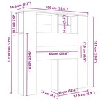 vidaXL Armoire de tête de lit Chêne fumé 100x18 5x102 5 cm
