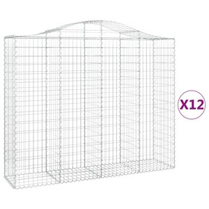 vidaXL Paniers à gabions arqués 12 Pièces 200x50x160/180 cm Fer galvanisé