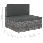 vidaXL Salon de jardin 11 Pièces avec coussins Gris Résine tressée