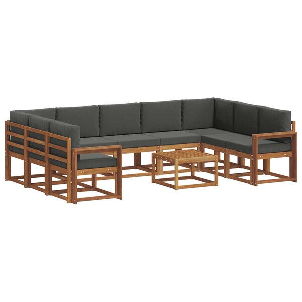 vidaXL Ensemble de canapés d'extérieur 10 pc Naturel et Anthracite