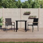 vidaXL Ensemble à manger de jardin 3 Pièces noir textilène et acier
