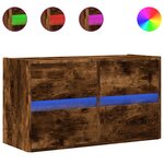 vidaXL Meuble TV mural avec lumières LED chêne fumé 80x31x45 cm