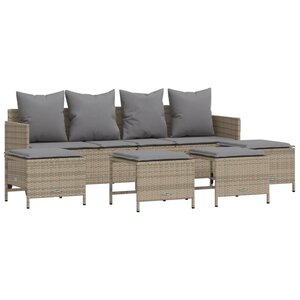 vidaXL Salon de jardin avec coussins 5 Pièces beige résine tressée