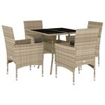 vidaXL Ensemble à manger de jardin avec coussins 5 Pièces rotin et verre