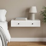 vidaXL Table d'appoint murale Blanc brillant 87 5 x 34 5 x 17 cm