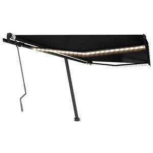 vidaXL Auvent manuel rétractable avec LED 450x300 cm Anthracite