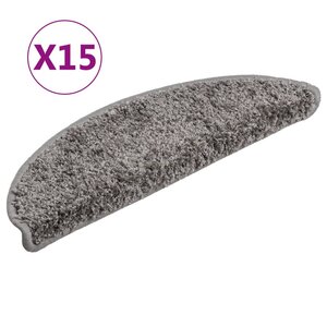 vidaXL Tapis d'escalier 15 pièces 56 x 17 x 3 cm Gris Demi-rond