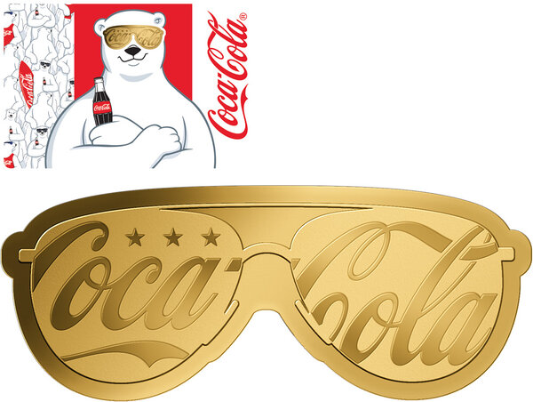 Pièce de monnaie en Or 3000 Francs g 0.031 (1/1000 oz) Millésime 2023 Gold Gift COCA COLA SUNGLASSES 1/1000